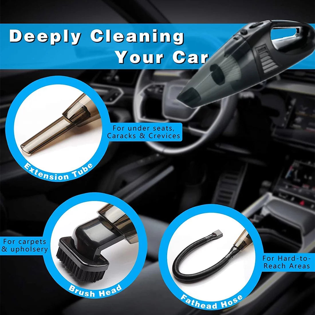 Powerful Portable Car Vacuum Cleaner - High Performance Corded Handheld Duster for Effortless Car and Home Cleaning in Stylish Black