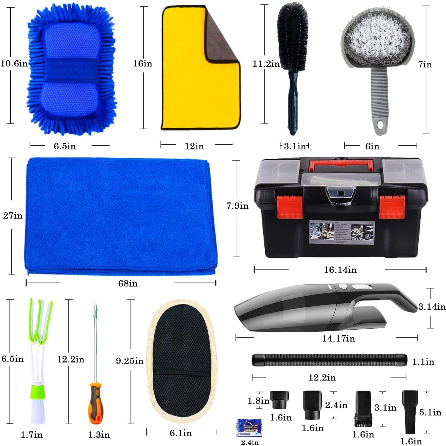 Ultimate Car Cleaning Kit: High Power Vacuum, Microfiber Towels, and Complete Detailing Accessories for a Spotless Interior and Exterior