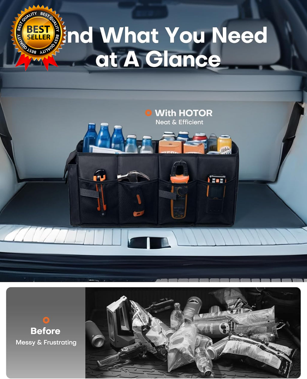 Trunk Organizer Car Organizer Foldable Trunk Organizer for Suvs & Sedans Sturdy