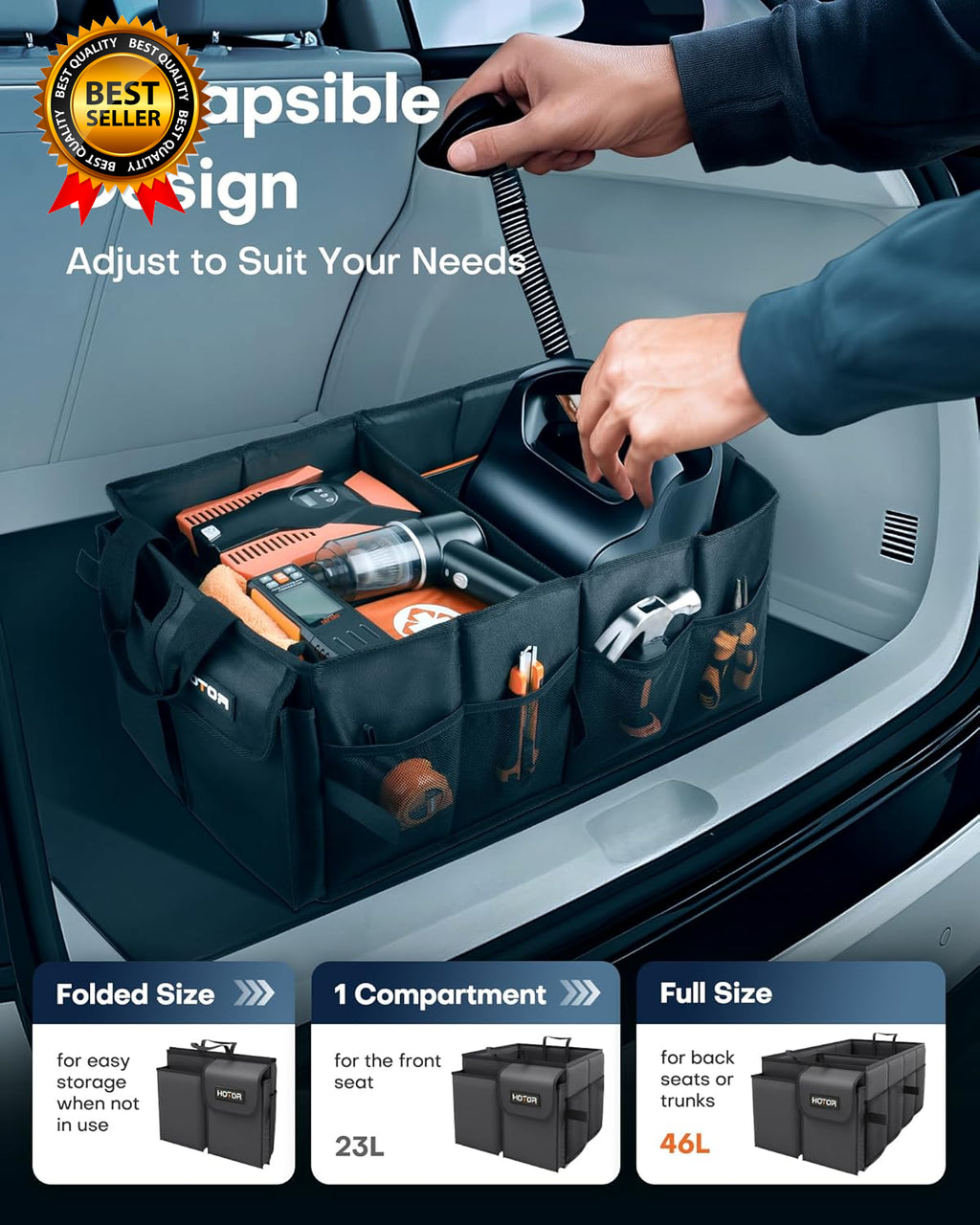 Trunk Organizer Car Organizer Foldable Trunk Organizer for Suvs & Sedans Sturdy