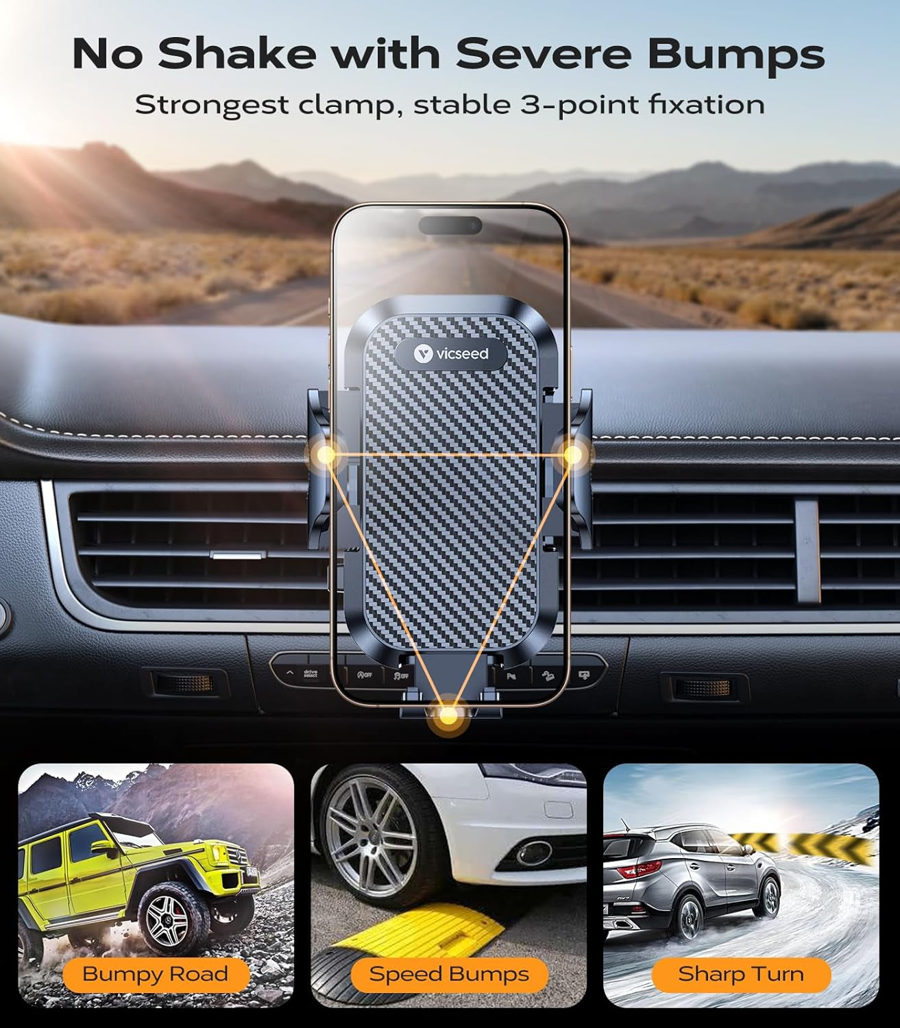 Upgrade Your Drive with the Ultra Stable Car Phone Holder Mount - Secure & Easy Clamp for iPhone 17 Pro Max, 16, 15, 14, and More!