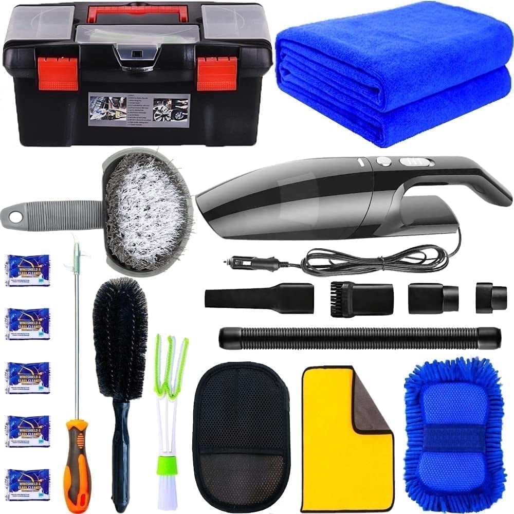 Ultimate Car Cleaning Kit: High Power Vacuum, Microfiber Towels, and Complete Detailing Accessories for a Spotless Interior and Exterior