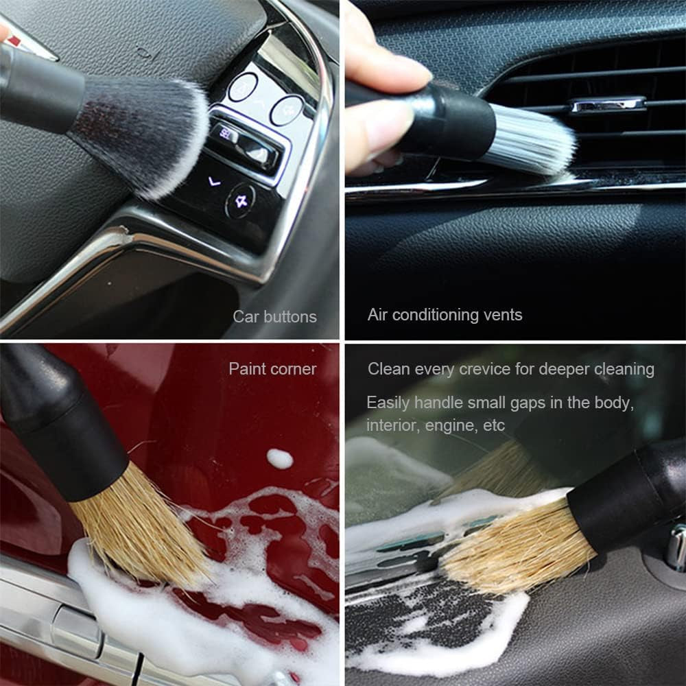 3PCS Car Detailing Brush Set, Car Cleaning Brushes, Auto Exterior Interior Detailing Brushes Tool, Ultra No Scratch Detailing Brush Universal for Air Vents, Wheels, Car Seat Interior Exterior