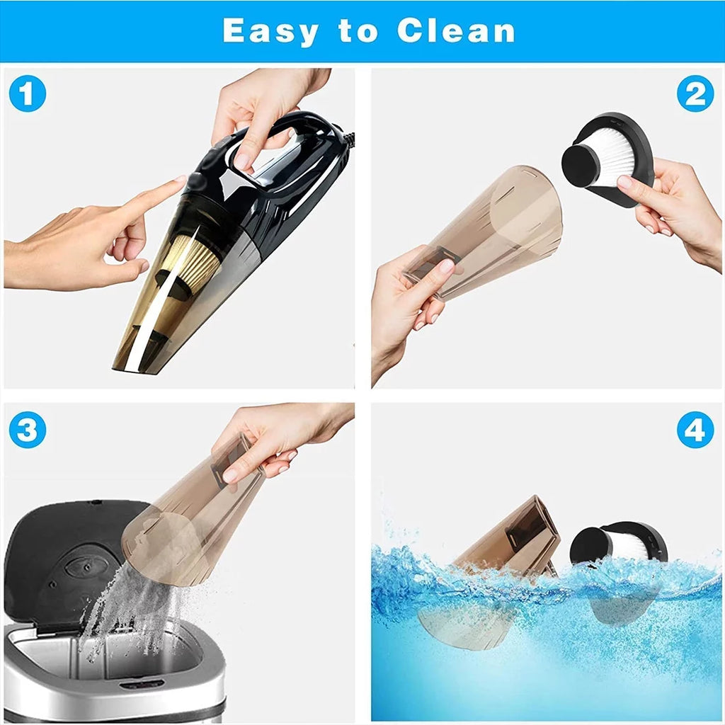 Powerful Portable Car Vacuum Cleaner - High Performance Corded Handheld Duster for Effortless Car and Home Cleaning in Stylish Black
