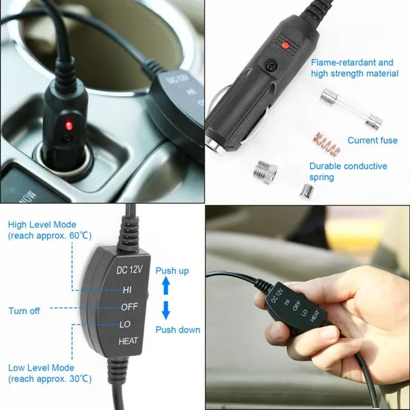 Heated Car Seat Cushion 12V Auto Seat Cover Warmer with Adjustable Temperature Controller for Cars Trucks