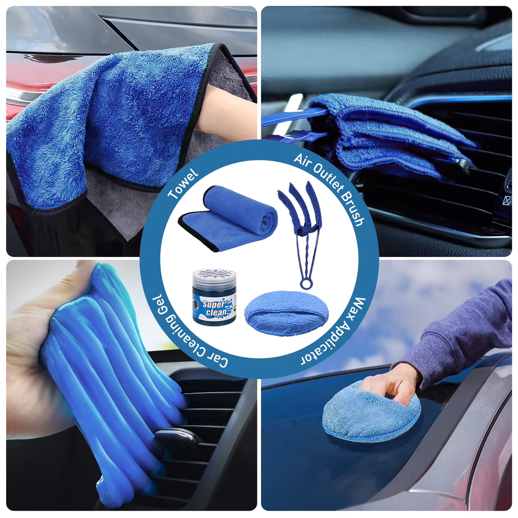 33Pcs Car Detailing Kit, Car Cleaning Kit with Professional Car Detailing Brush Set, Car Wash Kit and Auto Detailing Kit. Reusable Car Wash Brush Kit for Interior, Exterior, Dashboard, Wheels,Leather